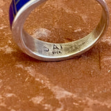 Authentic Navajo Channel Inlay Lapis Ring, vintage - size 13  (1/305)