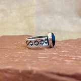 Authentic Navajo Black Onyx Ring with Wide Stamped Band - size 9 1/4   (5/24)
