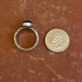 Authentic Navajo Black Onyx Ring with Wide Stamped Band - size 9 1/4   (5/24)