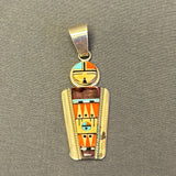 Raylan and Pattie Edaakie, Zuni Multi-Stone Mosaic Inlay Sunface Figure Pendant, authentic Native American   (SS45)