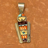 Raylan and Pattie Edaakie, Zuni Multi-Stone Mosaic Inlay Sunface Figure Pendant, authentic Native American   (SS45)