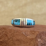 Ray Tracey, Navajo Contemporary Turquoise Inlay Ring - size 9 1/2   (5/26)
