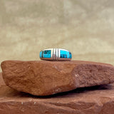 Ray Tracey, Navajo Contemporary Turquoise Inlay Ring - size 9 1/2   (5/26)