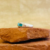 Ray Tracey, Navajo Contemporary Turquoise Inlay Ring - size 9 1/2   (5/26)