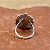 Navajo silver and Mother of Pearl Ring with Scroll Design, authentic Native American - ring size: 7 1/4   (5/141)