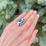 Authentic Vintage Navajo Overlay Ring with Turquoise - size 4 1/4   (6/22)