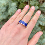 Authentic Navajo Channel Inlay Lapis Ring, vintage - size 13  (1/305)