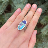 Supersmith Sterling Silver and Multi-Stone Channel Inlay Ring - size 9.5  (3/198)