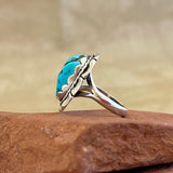 Dennis James, Navajo Sterling Silver Ring with Blue Turquoise Nugget, vintage Native American - size 7   (5/140)