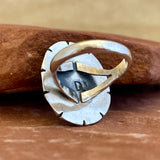 Dennis James, Navajo Sterling Silver Ring with Blue Turquoise Nugget, vintage Native American - size 7   (5/140)