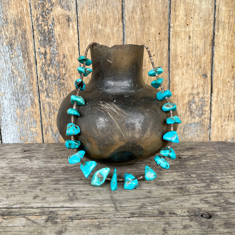 Authentic Santo Domingo Large Turquoise Nugget Necklace (BH78)