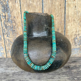 Authentic Santo Domingo Turquoise Necklace with Heishi-Style Green Turquoise Beads (BH68)