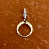 Ray Tracey, Navajo Contemporary Stamped Silver Band with Feather Dangle - size 6 1/2   (5/30)