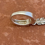 Ray Tracey, Navajo Contemporary Stamped Silver Band with Feather Dangle - size 6 1/2   (5/30)
