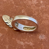 Ray Tracey, Navajo Contemporary Stamped Silver Band with Feather Dangle - size 6 1/2   (5/30)