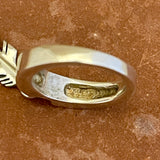 Ray Tracey, Navajo Contemporary Stamped Silver Band with Feather Dangle - size 6 1/2   (5/30)