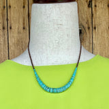 Santo Domingo Turquoise Beaded Necklace with Shell Beads   (BH70)