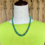 Authentic Santo Domingo Turquoise Necklace with Heishi-Style Green Turquoise Beads (BH68)