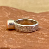Shaun Rogers, Navajo Textured Silver Ring with Pink Coral Stone - size 7   (4/70)