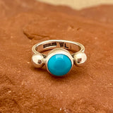 Wyatt Lee, Navajo Silver Ring with Turquoise Stone - size 8 1/2   (6/19)