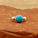 Wyatt Lee, Navajo Silver Ring with Turquoise Stone - size 8   (6/20)