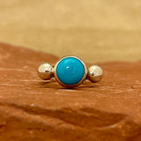 Wyatt Lee, Navajo Silver Ring with Turquoise Stone - size 5   (6/18)
