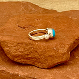 Wyatt Lee, Navajo Silver Ring with Turquoise Stone - size 8   (6/20)