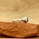 Wyatt Lee, Navajo Silver Ring with Turquoise Stone - size 8 1/2   (6/19)