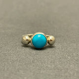 Wyatt Lee, Navajo Silver Ring with Turquoise Stone - size 8 1/2   (6/19)