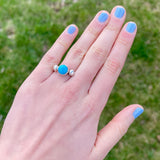 Wyatt Lee, Navajo Silver Ring with Turquoise Stone - size 8 1/2   (6/19)