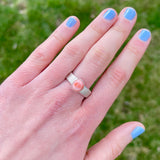 Shaun Rogers, Navajo Textured Silver Ring with Pink Coral Stone - size 7   (4/70)