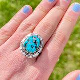 Dennis James, Navajo Sterling Silver Ring with Blue Turquoise Nugget, vintage Native American - size 7   (5/140)