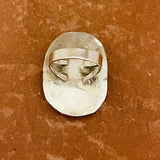 Authentic Navajo Curled Sterling Silver Ring with Blue Turquoise, vintage Native American - size 6 3/4   (WH112)