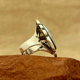 Vintage Navajo Sterling Silver Shadowbox Ring with Blue Turquoise, authentic Native American - size 7   (WH113)