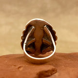 Vintage Navajo Sterling Silver Shadowbox Ring with Blue Turquoise, authentic Native American - size 7   (WH113)