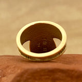 Al Nez, Navajo 14K Gold Tufa Cast Ring with Turquoise Stone, authentic Native American - size 7 1/2   (WH117)