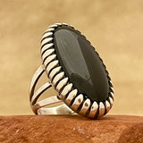 A.J. Platero, Navajo Sterling Silver and Black Onyx Ring - size 6 3/4   (WH111)