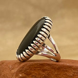A.J. Platero, Navajo Sterling Silver and Black Onyx Ring - size 6 3/4   (WH111)