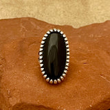 A.J. Platero, Navajo Sterling Silver and Black Onyx Ring - size 6 3/4   (WH111)