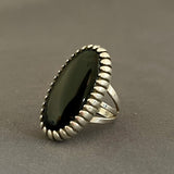 A.J. Platero, Navajo Sterling Silver and Black Onyx Ring - size 6 3/4   (WH111)