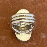 Lawrence Delgarito, Navajo Sterling Silver Ring with White Buffalo Turquoise, vintage Native American - size 7 1/4     (WH110)
