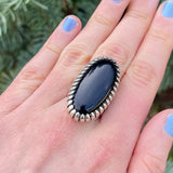 A.J. Platero, Navajo Sterling Silver and Black Onyx Ring - size 6 3/4   (WH111)