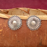 Authentic Navajo Sterling Silver Concho-style Post Earrings, vintage  (SS99)