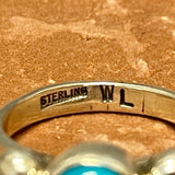 Wyatt Lee, Navajo Silver Ring with Turquoise Stone - size 8 1/2   (6/19)