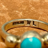 Wyatt Lee, Navajo Silver Ring with Turquoise Stone - size 8   (6/20)
