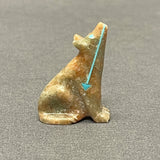 Zuni Alabaster Wolf Fetish with Turquoise Heartline, vintage Native American   (SSC17)