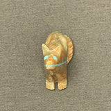 Zuni Alabaster Wolf Fetish with Turquoise Heartline, vintage Native American   (SSC17)
