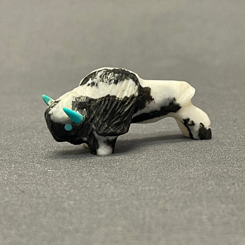 Zuni Zebra Stone Alabaster Buffalo Fetish  (SSC22)