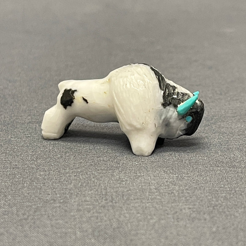 Zuni Zebra Stone Alabaster Buffalo Fetish  (SSC22)