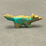 Zuni Boulder Turquoise Fox Fetish with Pipestone Heartline   (SSC41)